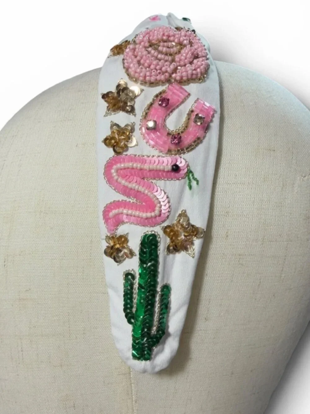 Derby Western Rose Beaded Headband New